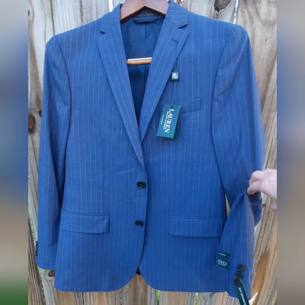 LAUREN RALPH LAUREN BOYS 18R BLAYTON LIGHT BLUE w/Pin Stripe BLAZER NWT
